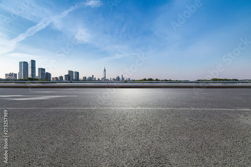 Panoramic skyline  with empty road