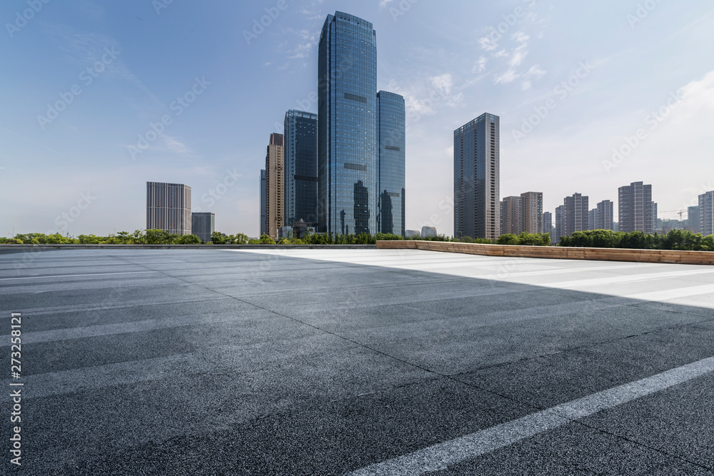 Panoramic skyline  with empty road