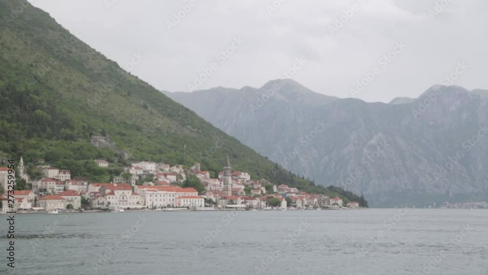 Atmospheric tourist places in Montenegro. Picturesque coast of the Bay of Kotor. Atmospheric tourist places in Montenegro. Picturesque coast of the Bay of Kotor.