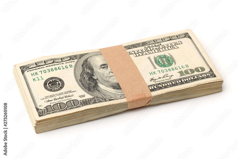 hundred dollar bills on white background hundred dollar bills on white background