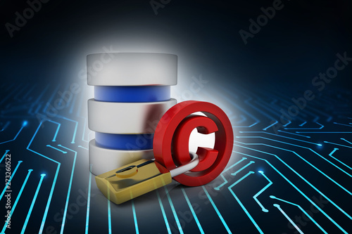 Photos 3d illustration copyright symbol with database concept