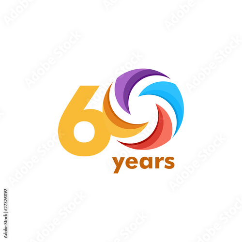 60 Year Anniversary Rainbow Vector Template Design Illustration
