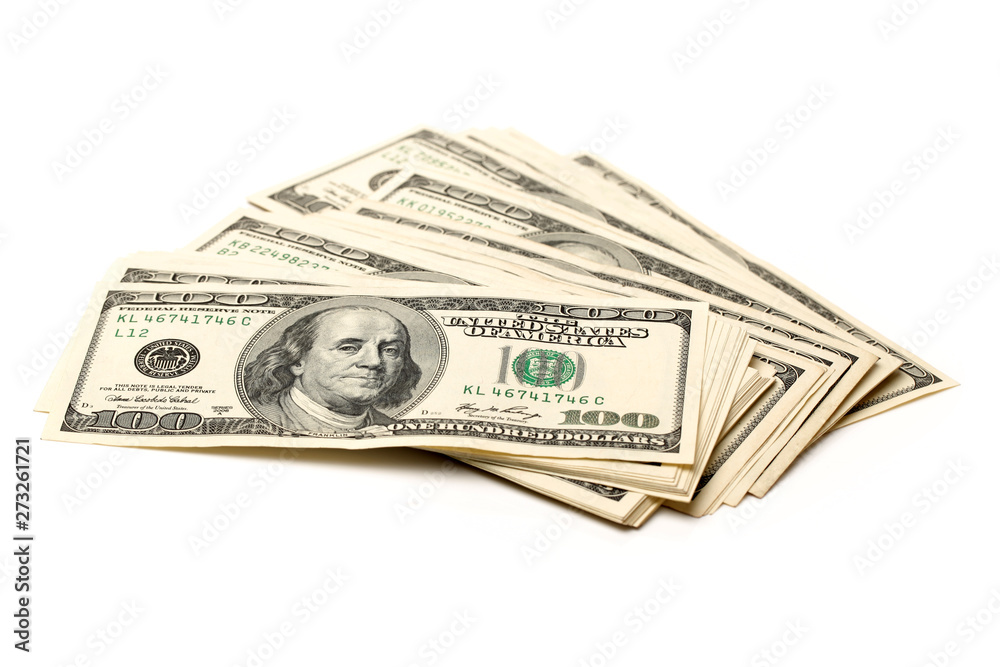Canvas money sack with one hundred dollar bills Canvas money sack with one hundred dollar bills
