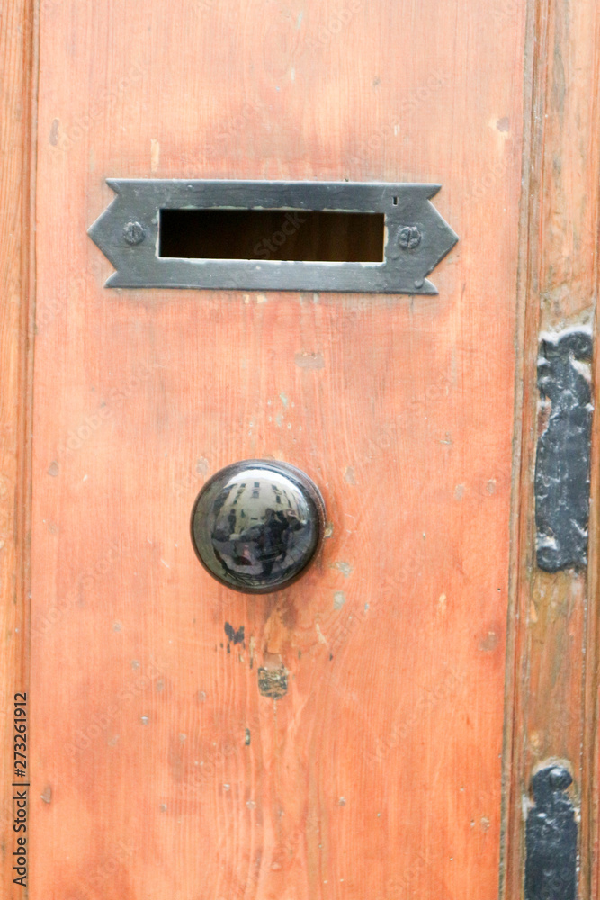 old wooden door with vintage mailbox, Valletta, Malta