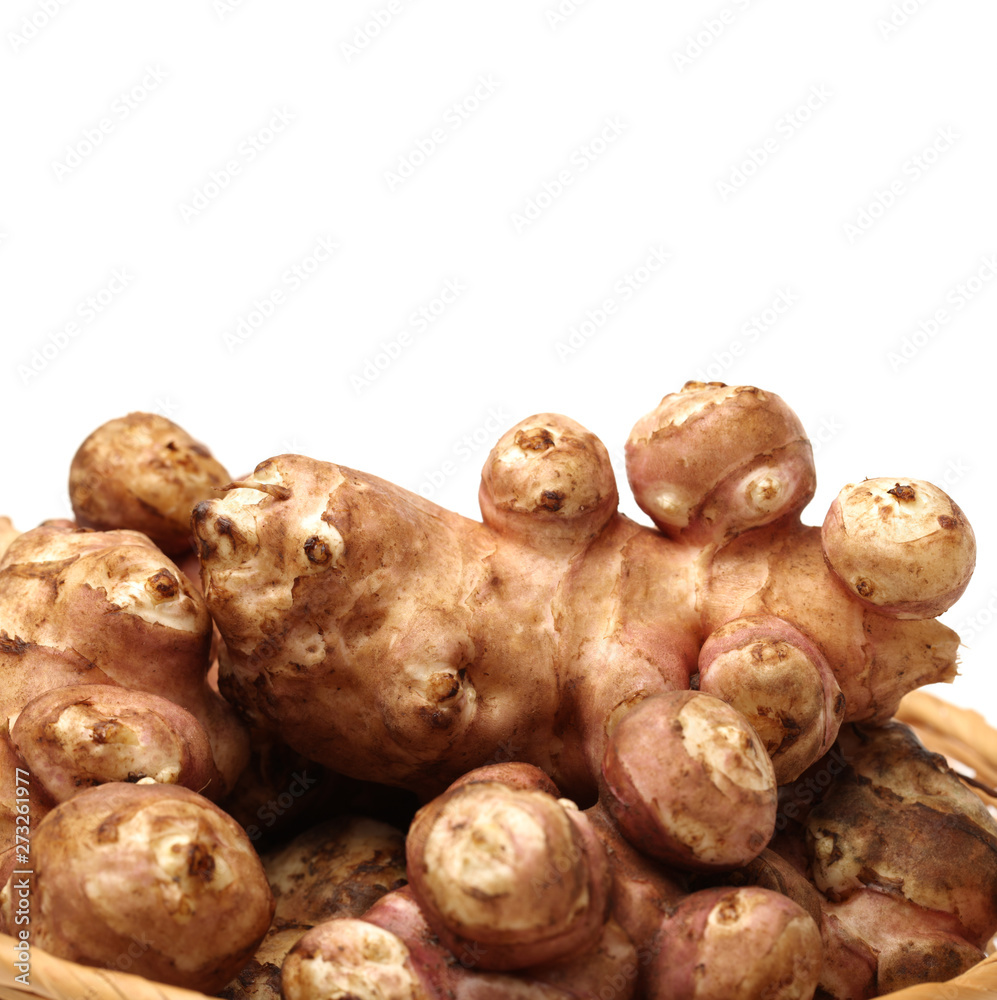 Jerusalem artichoke on white background 