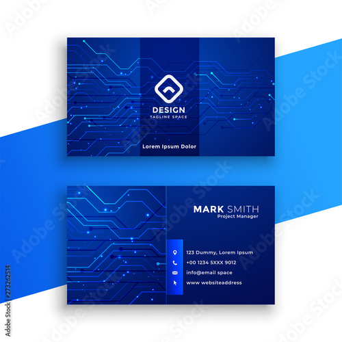 blue technology style business card design