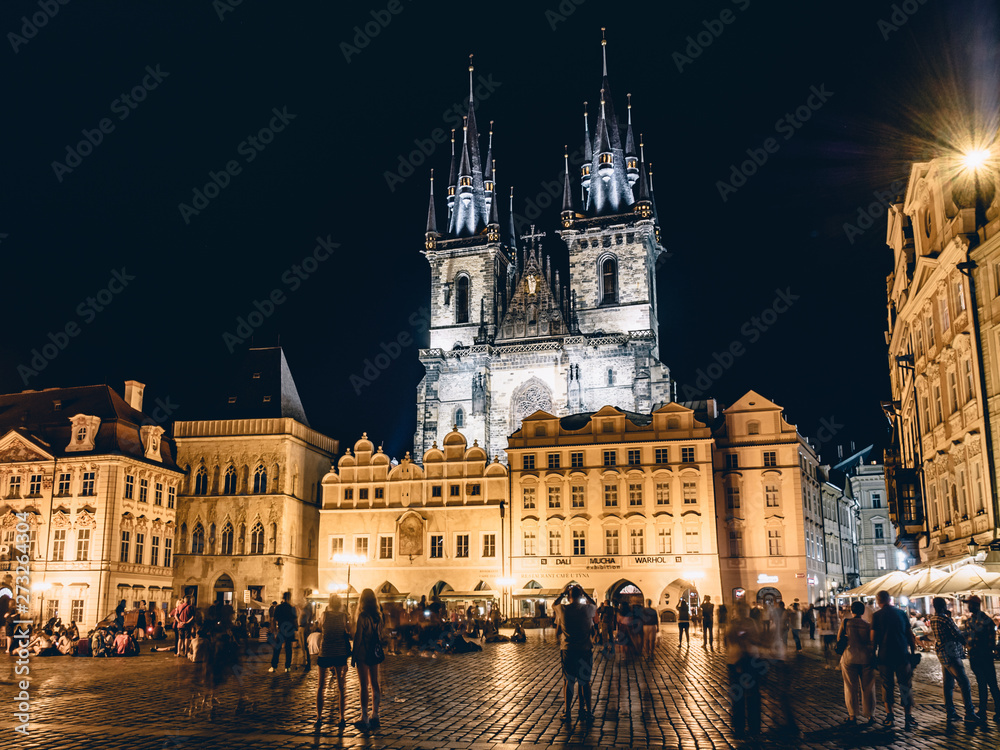 Church of Our Lady before Týn at night, Prague, Czech Republic