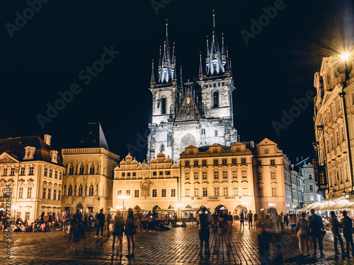 Church of Our Lady before Týn at night, Prague, Czech Republic