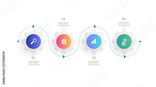 cog gears wheels infographics 4 steps