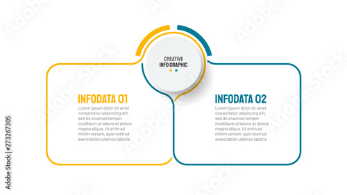 Vector thin line infographic template. Business concept with 2 option. Can be used for workflow layout, diagram, annual report, web design, presentation.