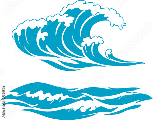 Wave Surf Set, Isolated Vector
