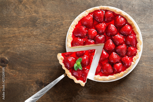 Homemade Organic Strawberry Pie or Tart. photo