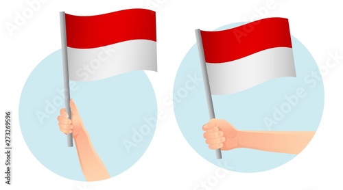 Indonesia flag in hand icon
