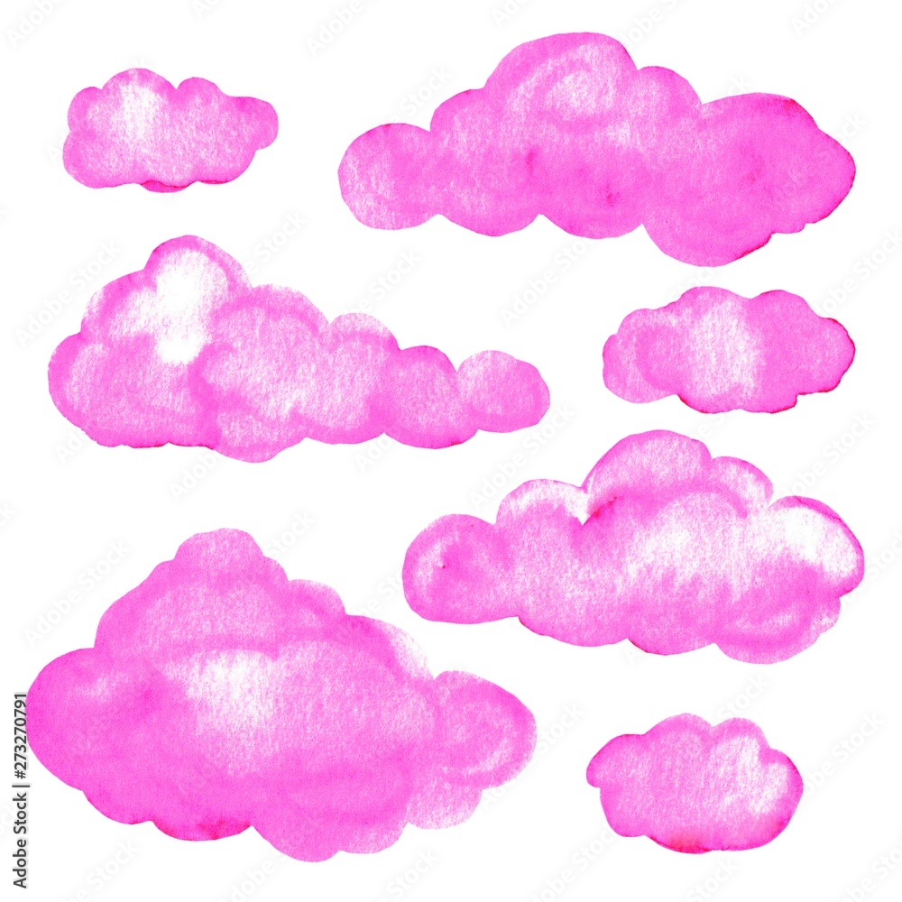 illustration of a set of pink clouds