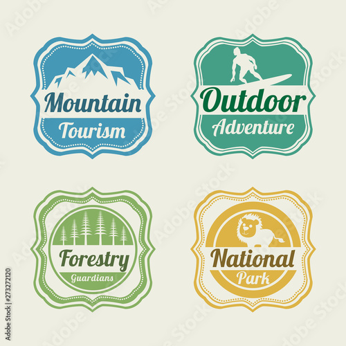 Badge, label and sticker for tourism.