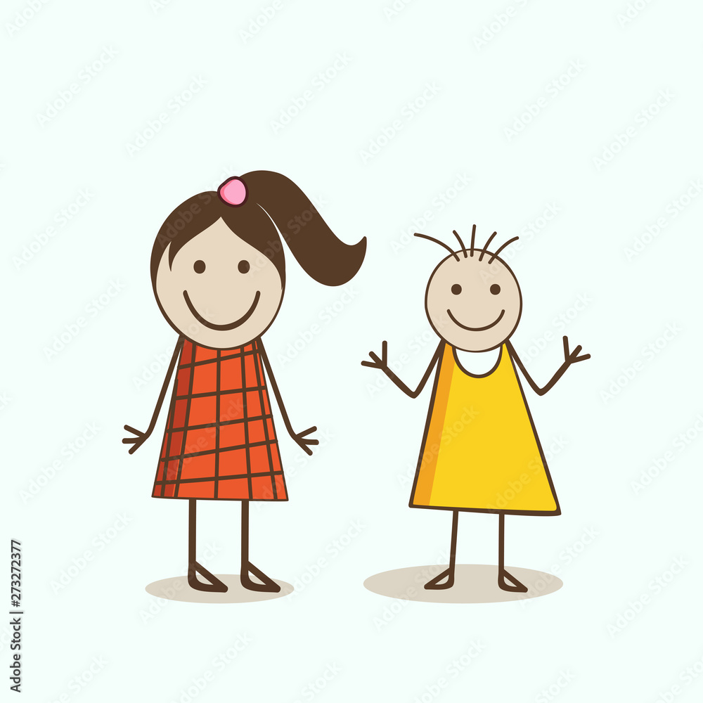 Girl's characters with smiling expressions. Girl's characters with smiling expressions.
