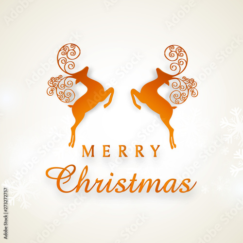 Poster and banner for Merry Christmas with reindeer.