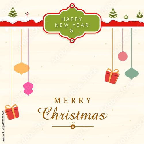 Poster, banner and card for New Year and Merry Christmas.