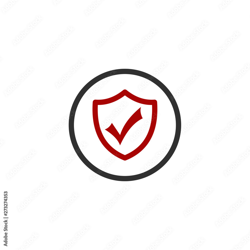 Security with check mark icon vector illustration. Protect scurity symbol. Shield logo design template Security with check mark icon vector illustration. Protect scurity symbol. Shield logo design template