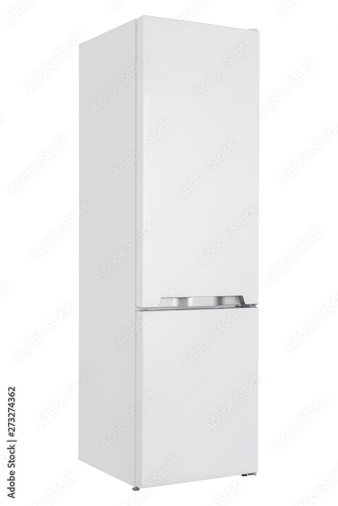 Refrigerator Isolated on White Background. Modern Kitchen and Domestic Major Appliances