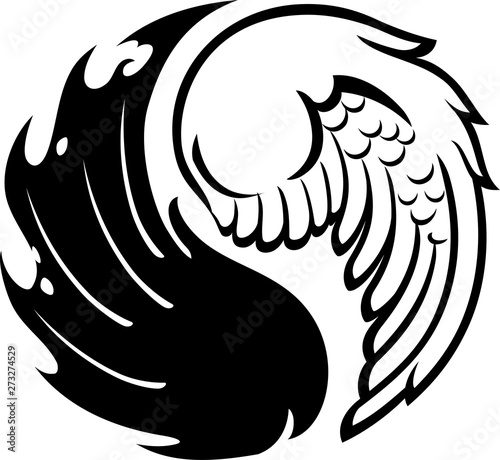 Yinyang Symbol of Good and Evil Wings