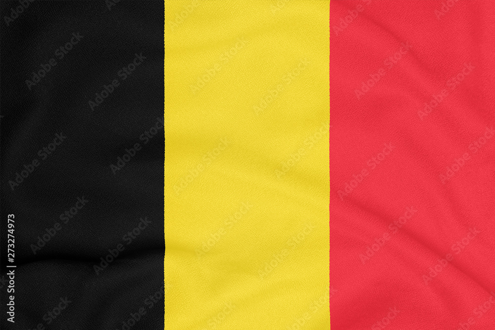 Flag of Belgium on textured fabric. Patriotic symbol