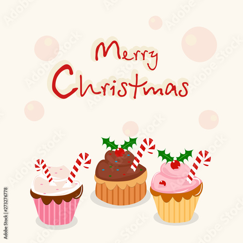 Merry Christmas celebration concept with cup cakes.