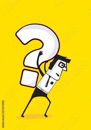 Businessman carrying problem burden