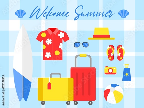 Summer vacation, Summer beach poster vector illustration