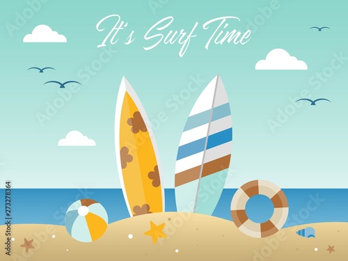 Summer vacation, Summer beach poster vector illustration