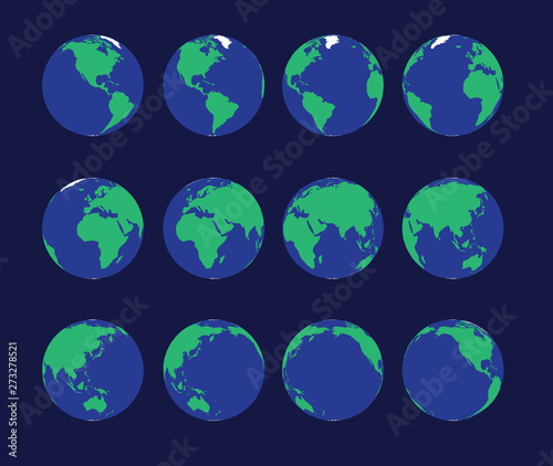 Earth Globe Animate Spinning Vector Illustration