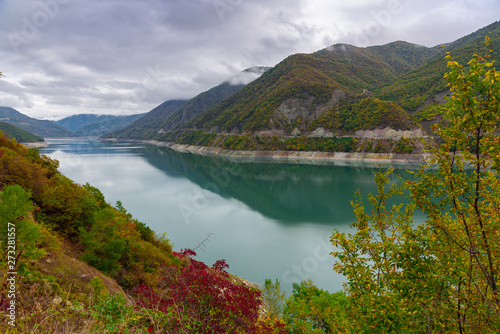Landscape of Zhinvalskoe Reservoir  Georgia. Forty kilometers north of Tbilisi.