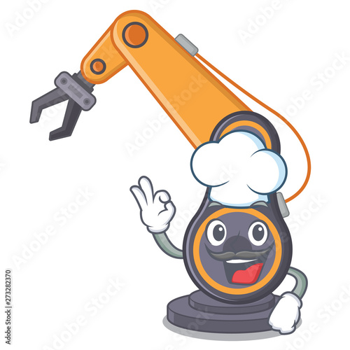 Chef toy industrial robotic hand the a cratoon