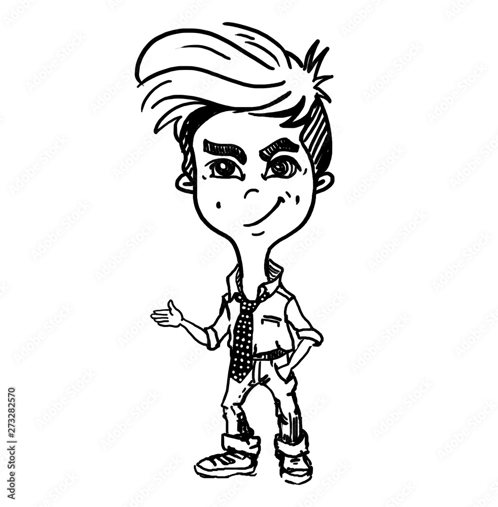 Avatar Young smiling boy standing with right hand icon pictogram hand drawn sketching Avatar Young smiling boy standing with right hand icon pictogram hand drawn sketching