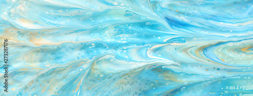 photography of abstract marbleized effect background. Blue, mint, gold and white creative colors. Beautiful paint. banner