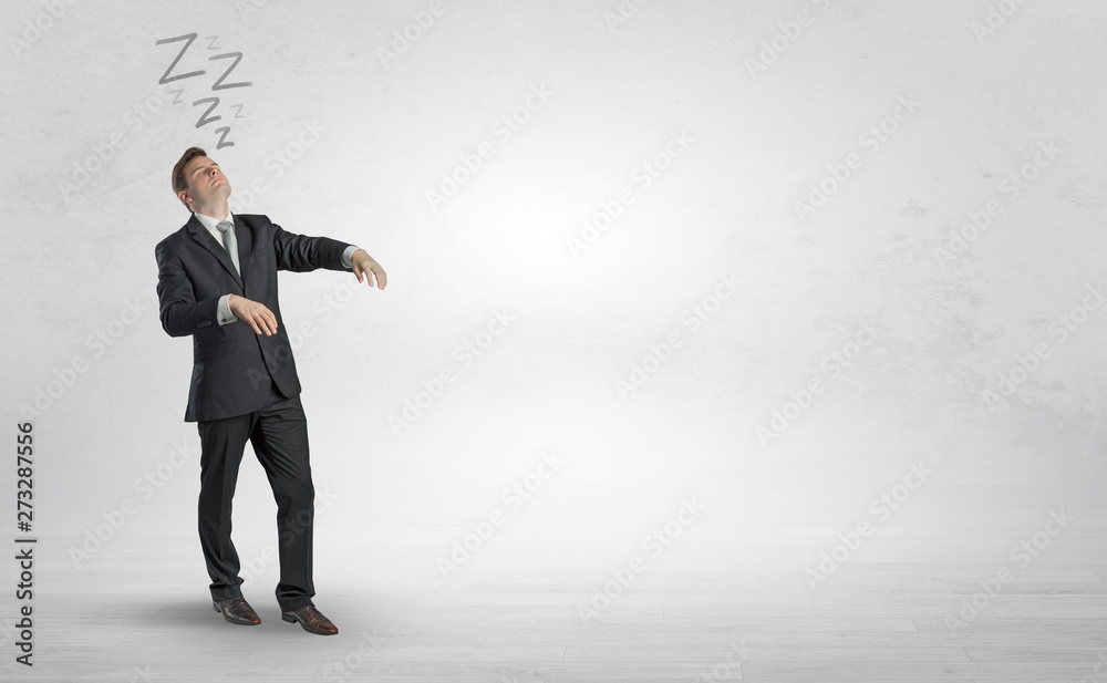 Tired businessman with sleeping sickness going somewhere
Tired businessman with sleeping sickness going somewhere