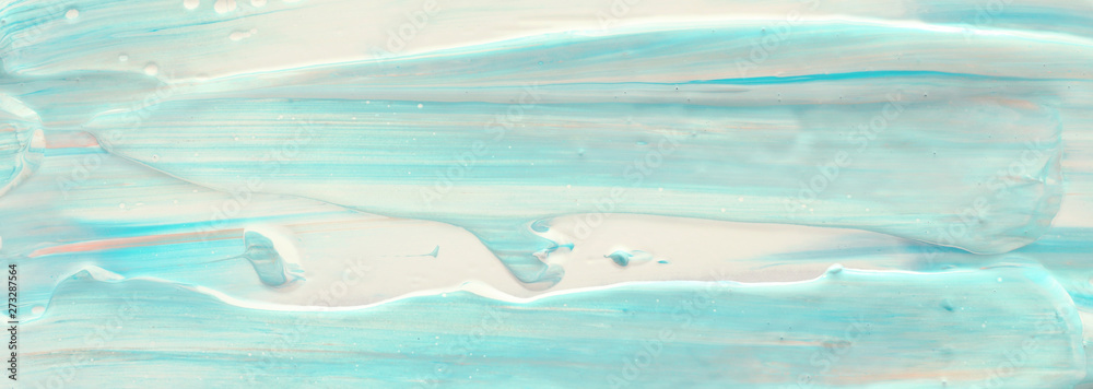 Fototapeta premium photography of abstract marbleized effect background. Blue, mint and white creative colors. Beautiful paint. banner