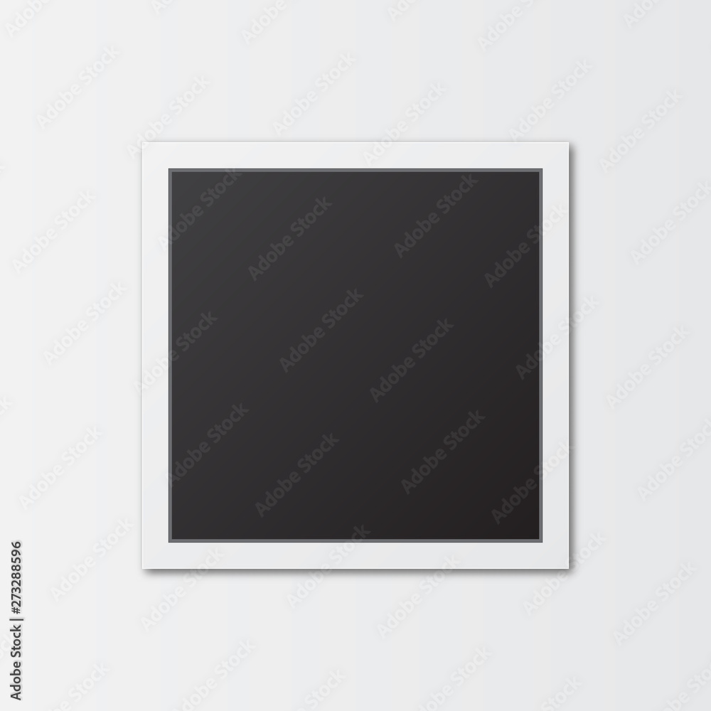Realistic square photo frame isolated on white background. Memories concept in vintage style. Vector illustration. Frame template with shadows isolated. Realistic square photo frame isolated on white background. Memories concept in vintage style. Vector illustration. Frame template with shadows isolated.