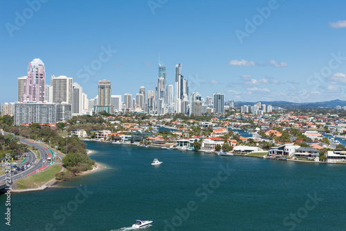 Aerial shot of a beautiful coastal city © JRstock