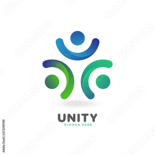 Colorful smooth gradient trio unity, people, social logo vector template