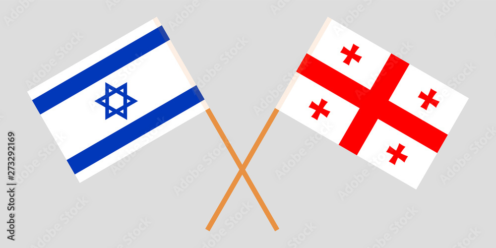 Georgia and Israel. Crossed Georgian and Israeli flags