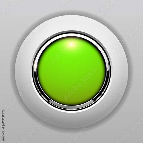 3D button green, push button vector background.