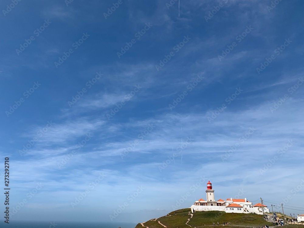 lighthouse on the sea near Cabo da Roca, Portugal 