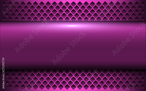 Purple metallic background, 3d bannner over perforated background