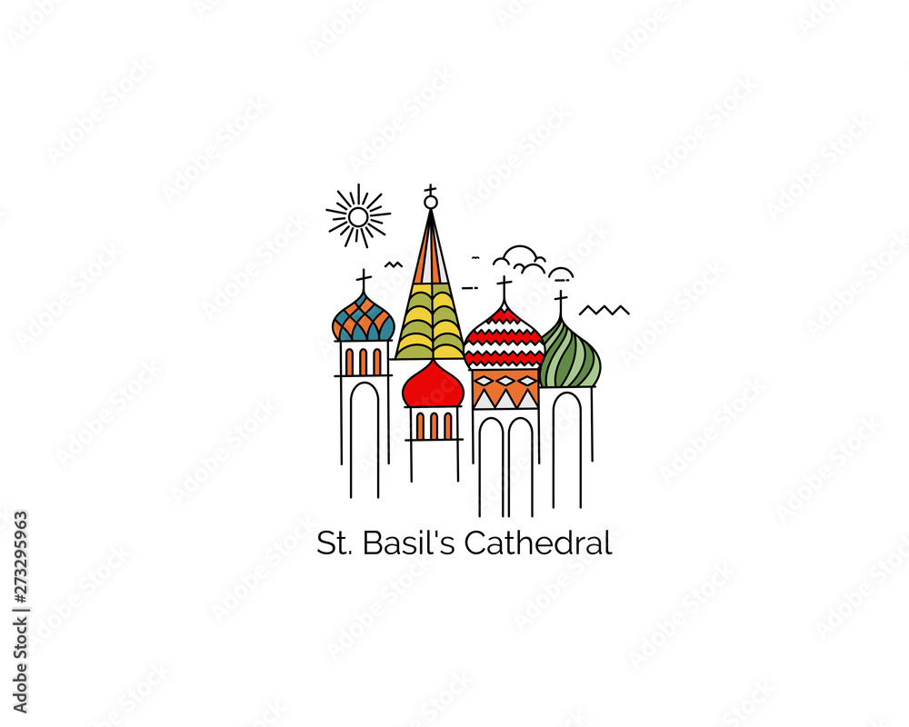 St Basil's Cathedral, Red Square, Moscow, Russia. Flat Line Art Vector illustration St Basil's Cathedral, Red Square, Moscow, Russia. Flat Line Art Vector illustration