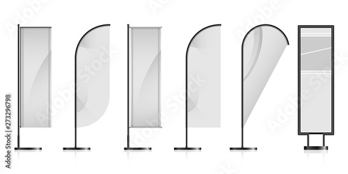 Set of different white advertising banner flags 
