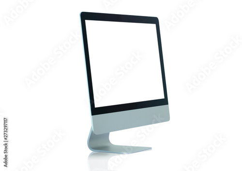 copy space on computer monitor screen display advertisement isolated on white background clipping path photo