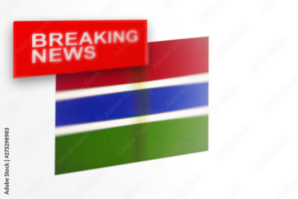 Breaking news, Gambia country's flag and the inscription news Breaking news, Gambia country's flag and the inscription news