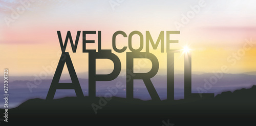 Silhouette April with sunrise.