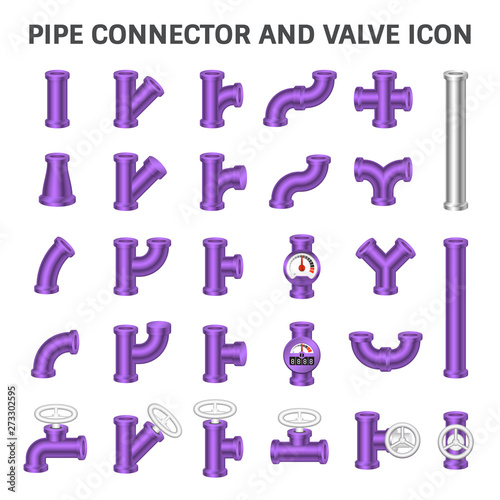 Pipe icon and flange fitting. Include control valve and pressure gauge. For pipeline construction and transportation liquid or gas i.e. oil, natural gas. Also for sewage, plumbing and irrigation.